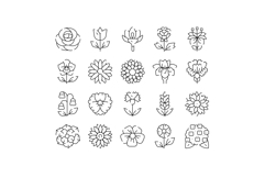Minimalist outline flowers set representing nature and garde Product Image 1
