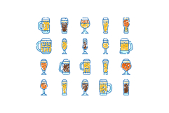 Beer glasses and mugs doodle line icons collection Product Image 1