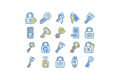 Key and lock doodle concept icon set Product Image 1