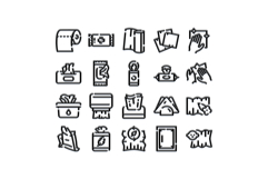 Hygiene and cleaning products outline icon set Product Image 1