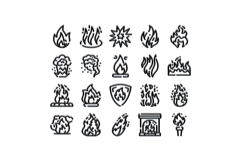Fire flame heat blaze explosion outline icons Product Image 1