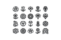 Collection of outline flower icons for design projects Product Image 1