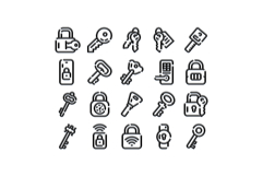 Security and access protection collection of line icons Product Image 1