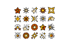 Shining yellow star sparkle icons collection Product Image 1