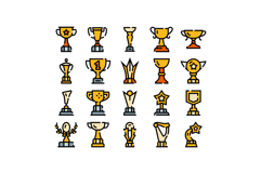 Collection of trophies awards and prizes icons Product Image 1