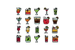 Cocktails and drinks collection icons set Product Image 1