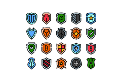 Security shield protection digital privacy line icon set Product Image 1