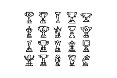 Trophy and award line icons set collection Product Image 1