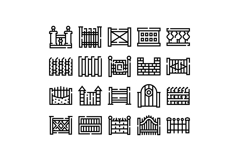 Fences and gates line icons collection representing boundari Product Image 1