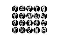 Cocktail drink icon set for bar menu Product Image 1