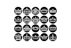 Crown icons set representing royalty and success on black ba Product Image 1