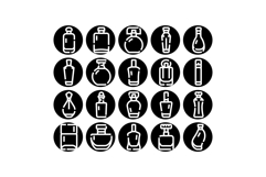 Perfume bottles icons set illustrating fragrance products Product Image 1