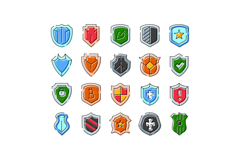 Collection of shield icons symbolizing security protection a Product Image 1