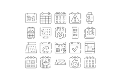 Calendar and schedule management linear icons set Product Image 1