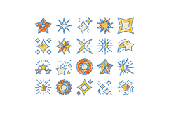 Hand drawn doodle stars and sparkles icon set Product Image 1