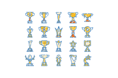 Trophy award cup sketch outline doodle icons set Product Image 1