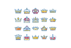 Crown collection doodle drawing icons representing royalty a Product Image 1