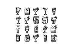 Refreshing summer drinks and cocktail glass icon set Product Image 1