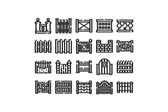 Fence and gate barriers line icons collection Product Image 1