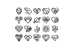 Heart outline icons representing love and passion concepts Product Image 1