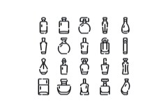 Perfume and fragrance bottle cosmetics icons set Product Image 1