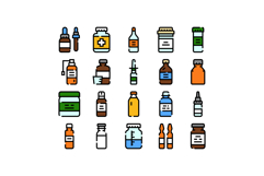 Medicine bottles and vials showing pharmacy drug concept Product Image 1