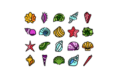 Colorful seashells and starfish marine life collection Product Image 1