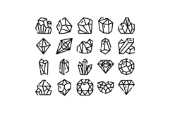 Gems and crystals icons with geometric line art Product Image 1