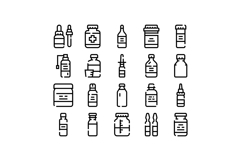 Medicine bottles and health care containers icons set Product Image 1