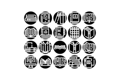 Books, reading, and education glyph icons vector Product Image 1