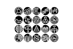 Analyzing data with various charts, graphs, and diagram icon Product Image 1