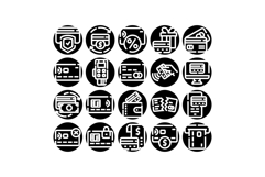 Credit card payment methods and banking service glyph icons Product Image 1