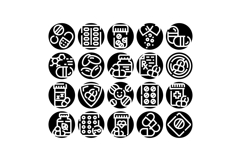 Medicine pills and tablets glyph icons collection Product Image 1