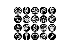 Seashells and marine life vector icons set Product Image 1