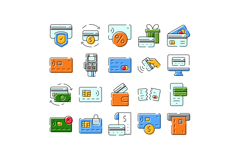 Credit card payment transaction banking money icon set Product Image 1