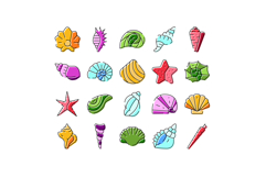 Ocean seashells and starfishes marine life collection Product Image 1