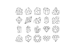 Geometric crystal minerals and gemstones outline drawing col Product Image 1