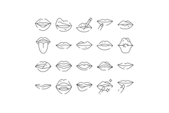 Lips icon set showing cosmetic beauty and injection Product Image 1