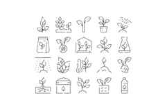 Plant growing process and agriculture linear icon set Product Image 1