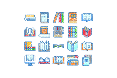 Books and e books reading learning icons collection Product Image 1