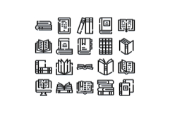 Books and reading line style icons set Product Image 1