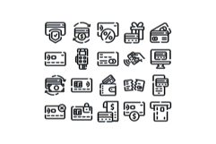 Financial transaction and payment using credit card icons Product Image 1
