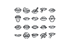 Lips line art icons set for cosmetics and medical procedures Product Image 1