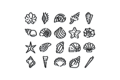 Seashells and starfish marine life icons collection Product Image 1