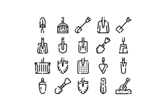Set of outline garden and construction tools icons Product Image 1