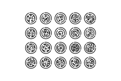 Pizza toppings line drawing icon collection set Product Image 1