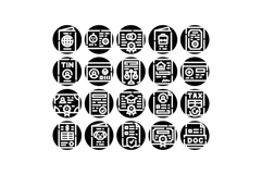 Personal legal document paperwork glyph icon collection Product Image 1