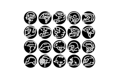 Sports and outdoor activity helmets icon set Product Image 1