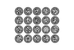 Pizza outline icon set representing different ingredients Product Image 1