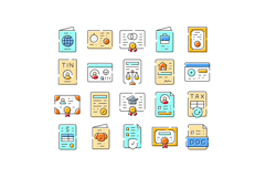 Official document and certificate outline icons collection Product Image 1